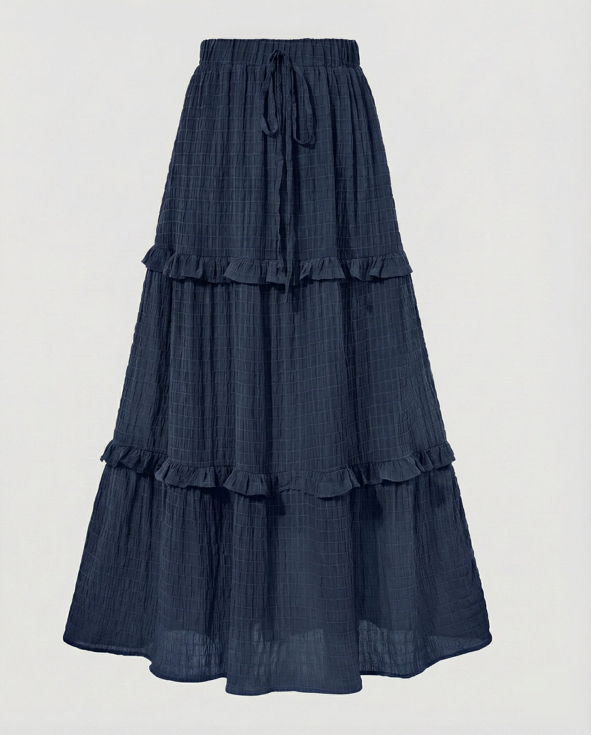Maxi Skirt with Ruffled Tiers and Drawstring for Women