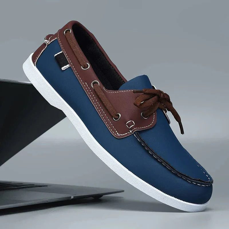 Men's Boat Shoes with Adjustable Lacing, Lightweight Sole