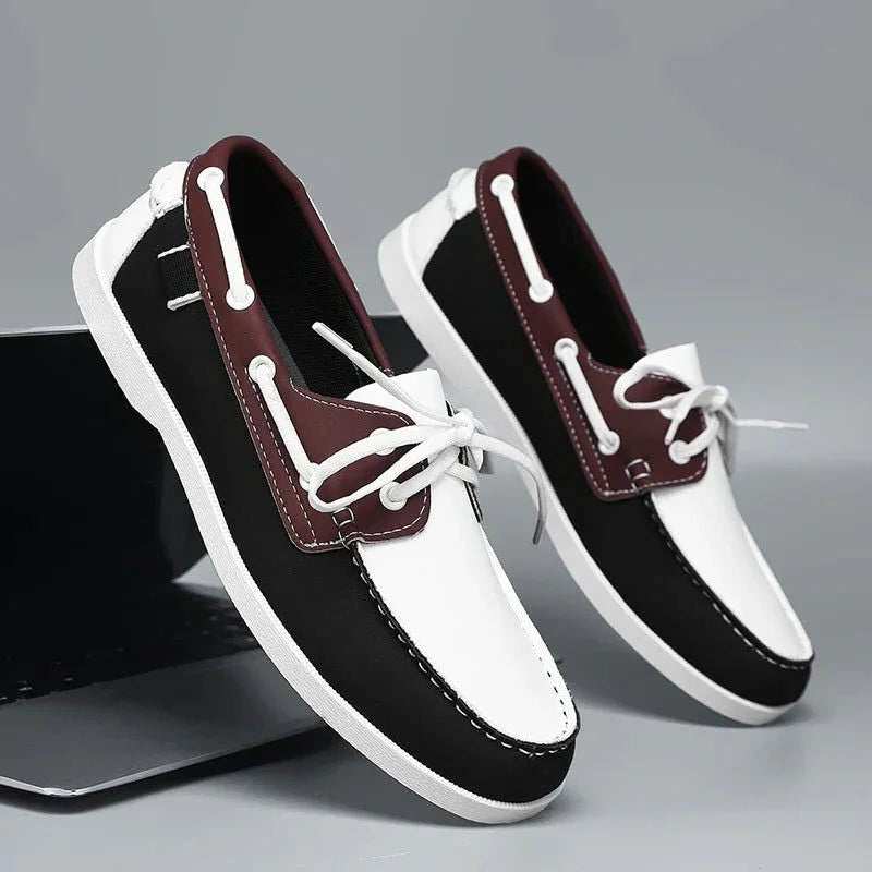 Men's Boat Shoes with Adjustable Lacing, Lightweight Sole