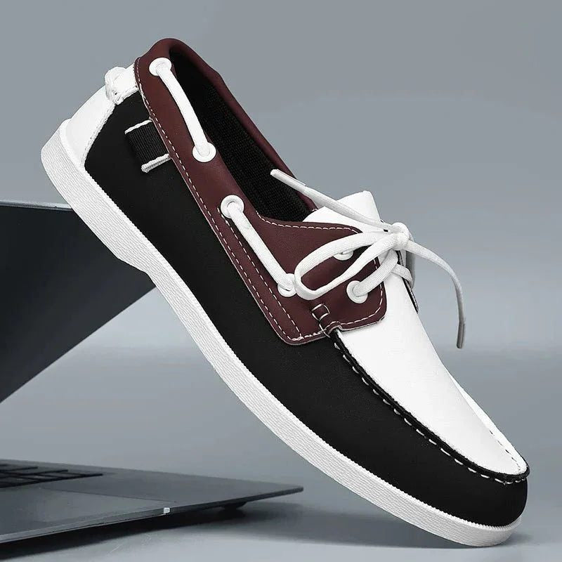 Men's Boat Shoes with Adjustable Lacing, Lightweight Sole