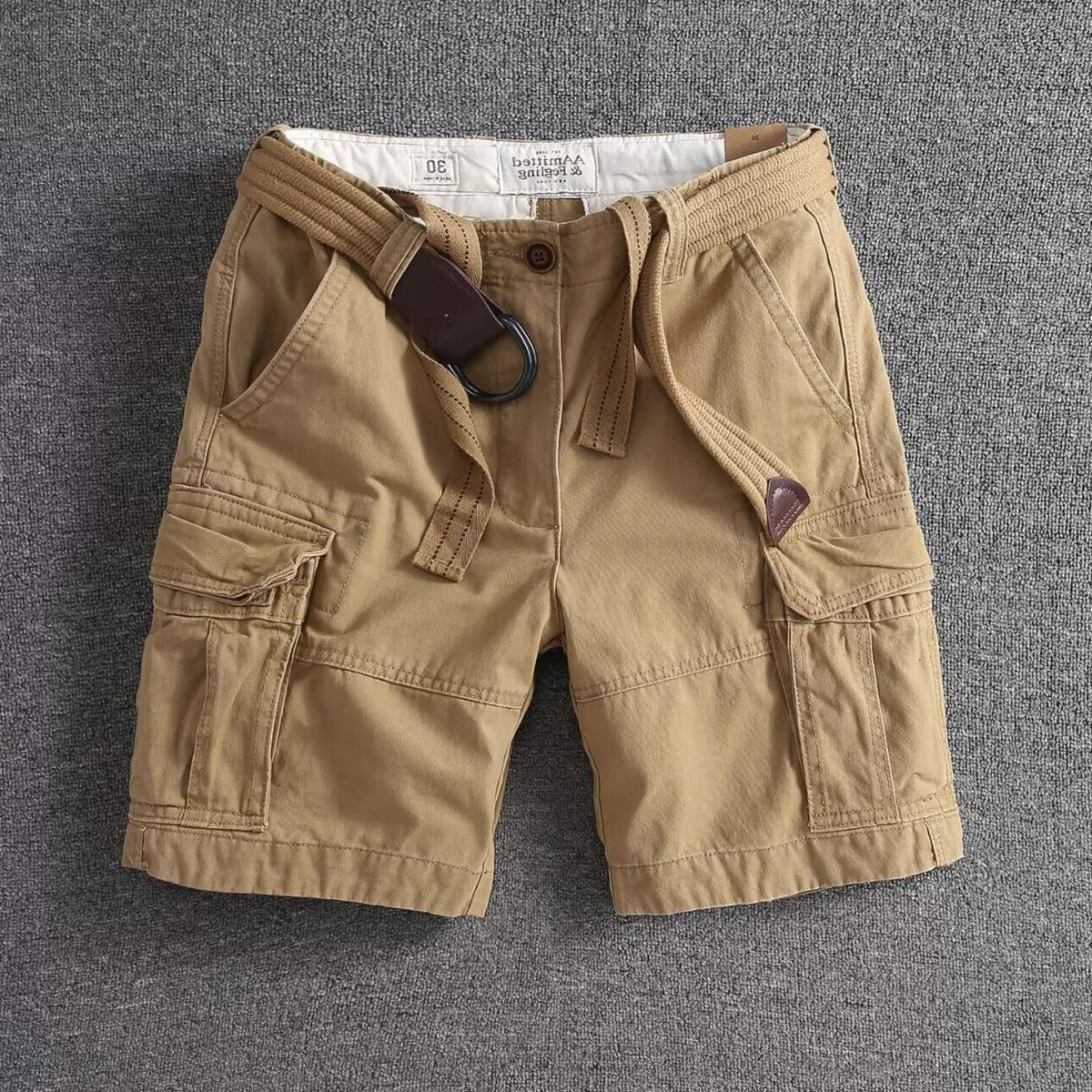 Men's Cargo Shorts Relaxed Fit, Mid-Thigh Length with Belt
