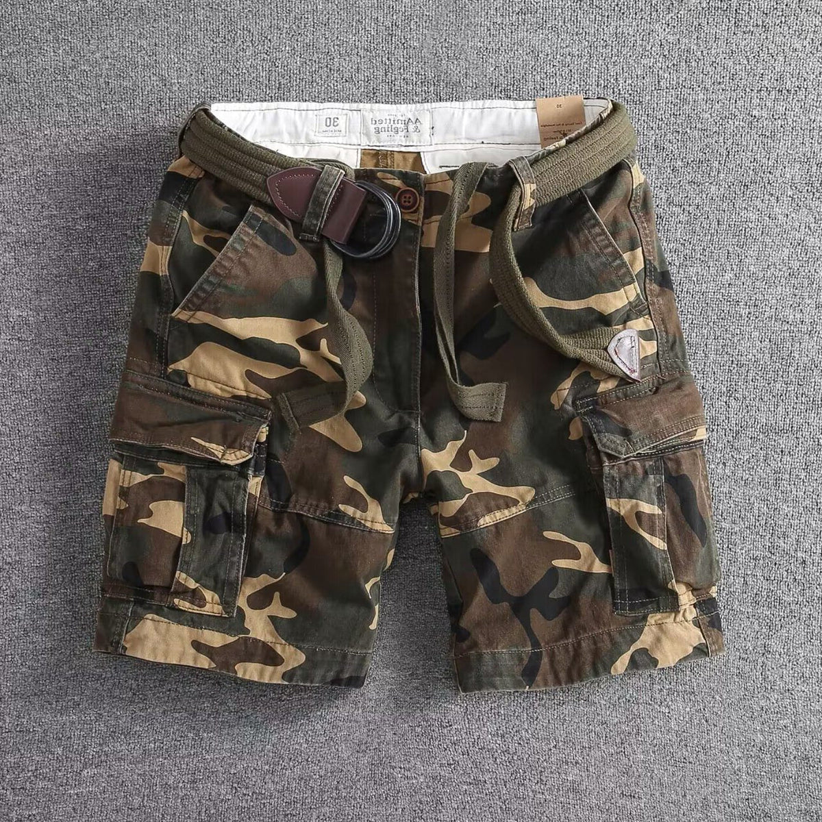 Men's Cargo Shorts Relaxed Fit, Mid-Thigh Length with Belt