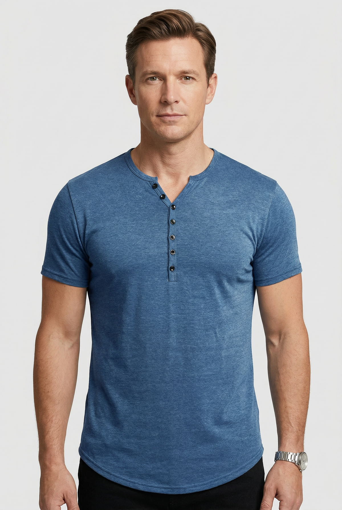 Men's Henley Shirts Breathable Stretch, Short Sleeves