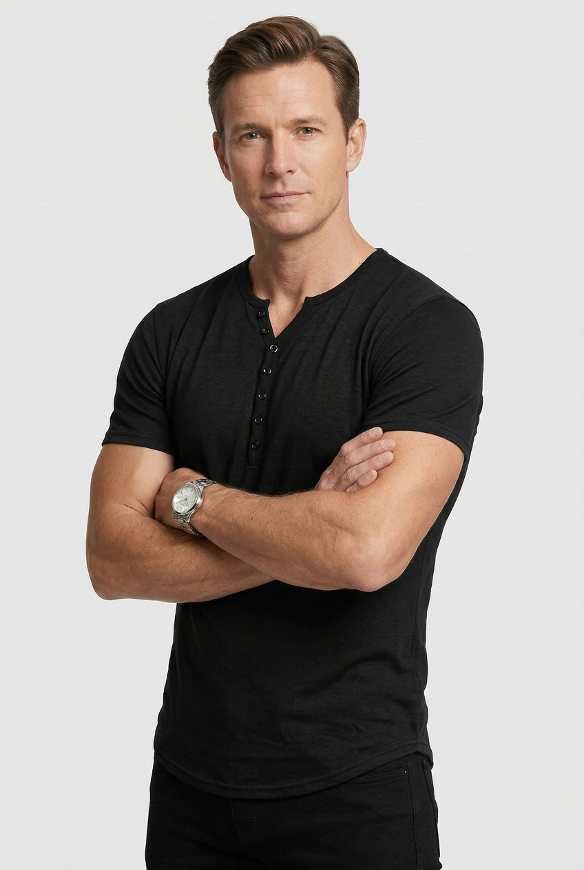 Men's Henley Shirts Breathable Stretch, Short Sleeves