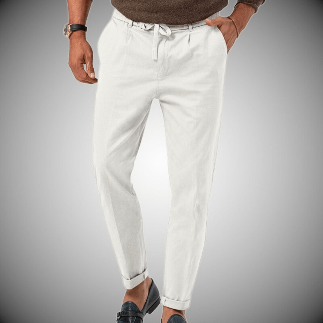 Men's Linen Pants Cotton Blend with Drawstring Waist