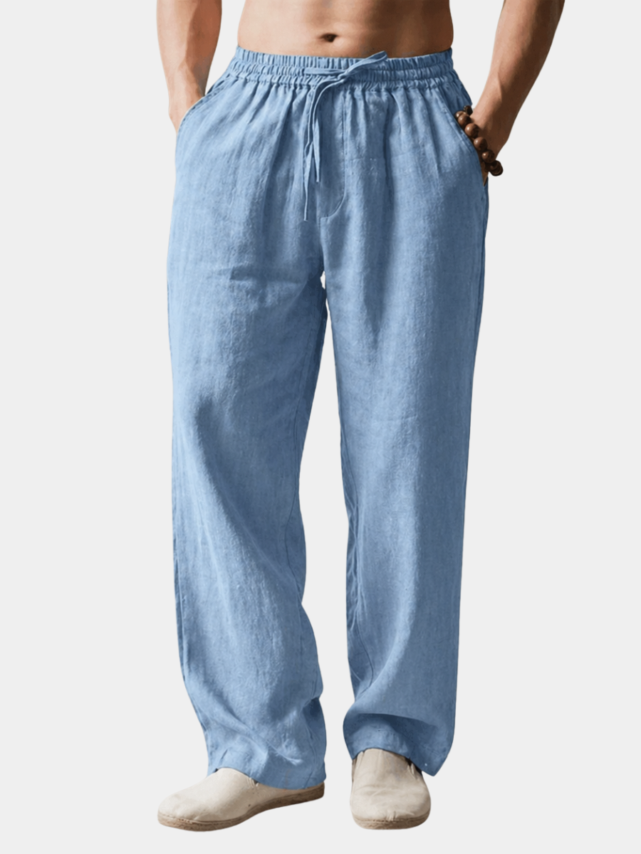Men's Linen Pants in a Blend, Relaxed Straight Leg with Drawstring