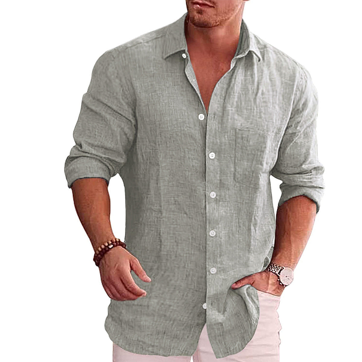 Men's Linen Shirts in Lightweight Cotton Blend, Regular Fit