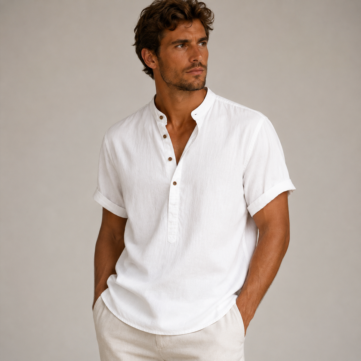 Men's Linen Shirts, Lightweight Blend, Relaxed Fit, Short Sleeves