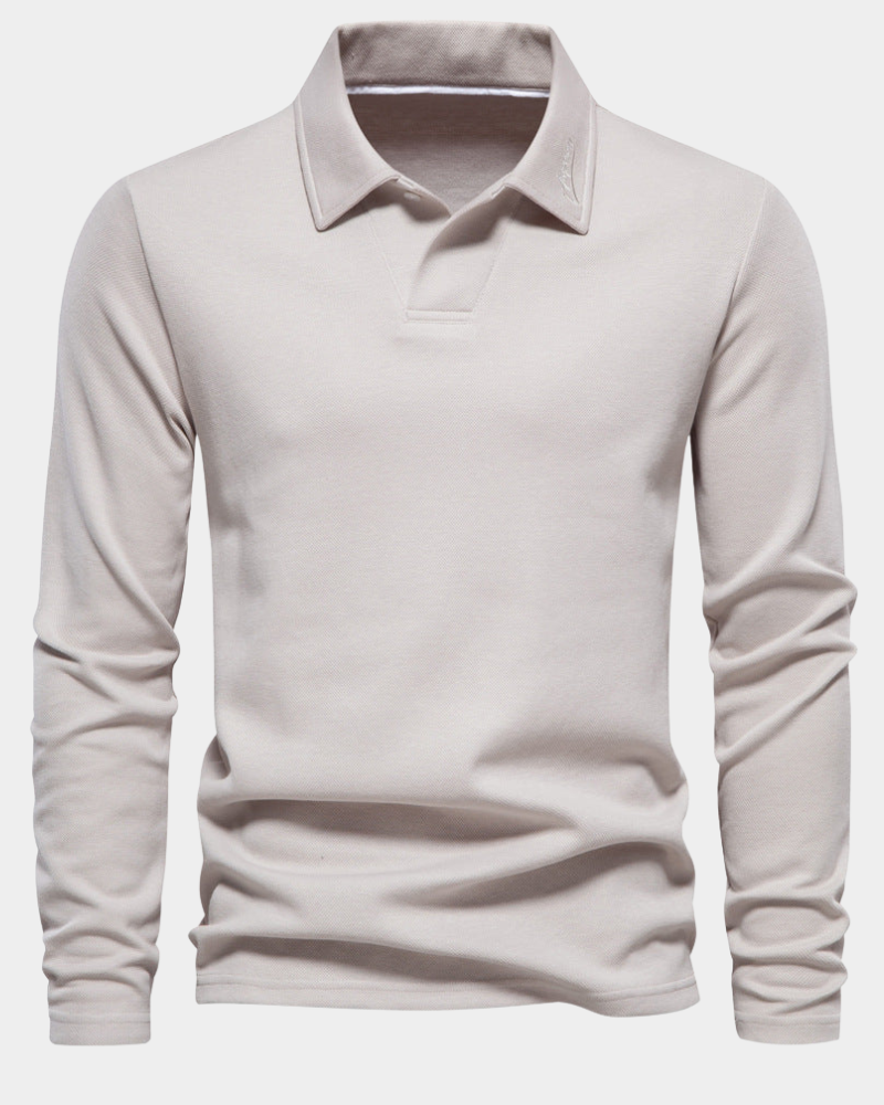 Men's Polo Shirts Classic Fit, Long Sleeves and Button Placket