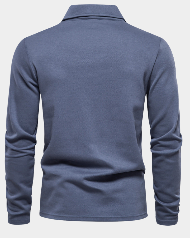Men's Polo Shirts Classic Fit, Long Sleeves and Button Placket