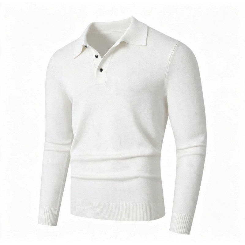 Men's Polo Shirts Fine Knit, Long Sleeves and Slim Fit