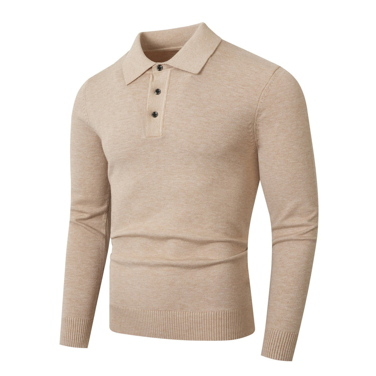 Men's Polo Shirts Fine Knit, Long Sleeves and Slim Fit