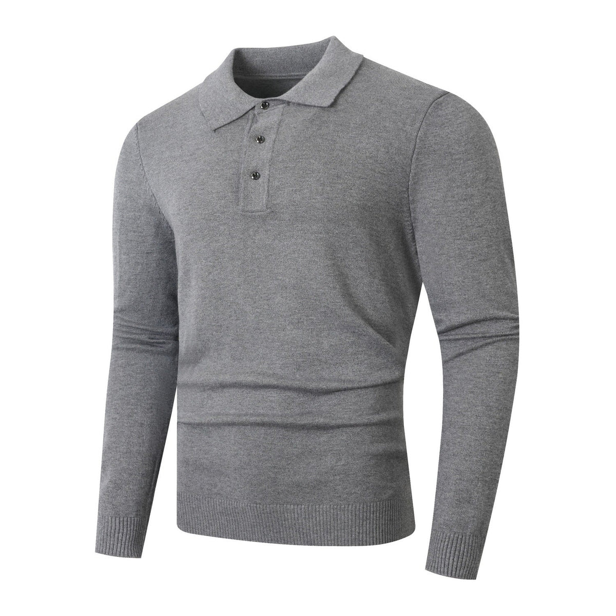 Men's Polo Shirts Fine Knit, Long Sleeves and Slim Fit