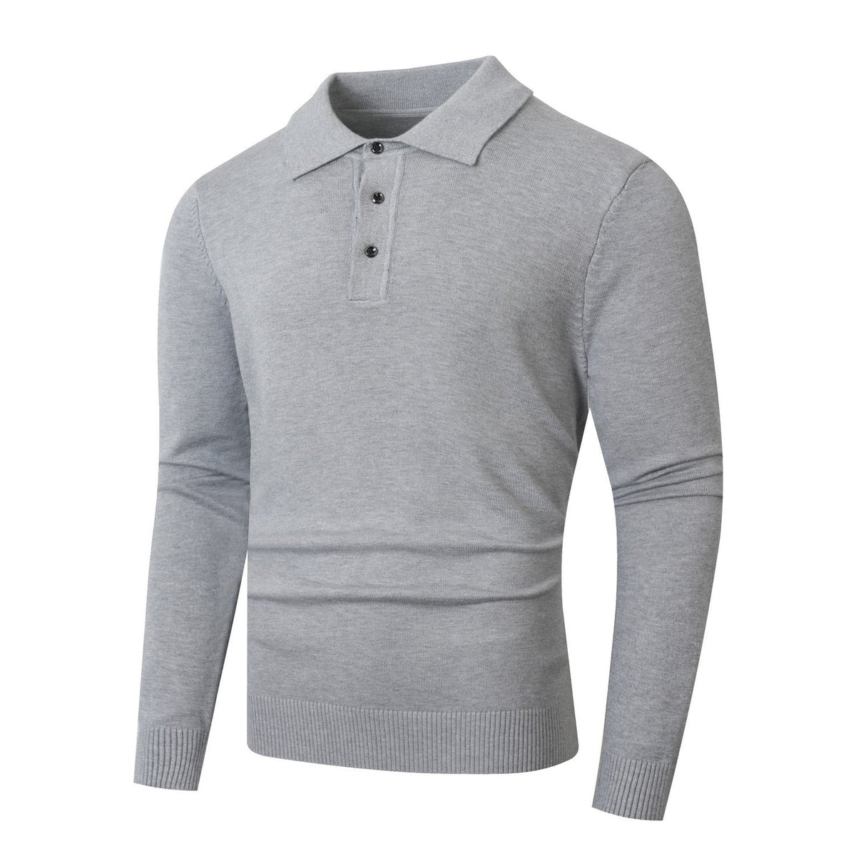 Men's Polo Shirts Fine Knit, Long Sleeves and Slim Fit