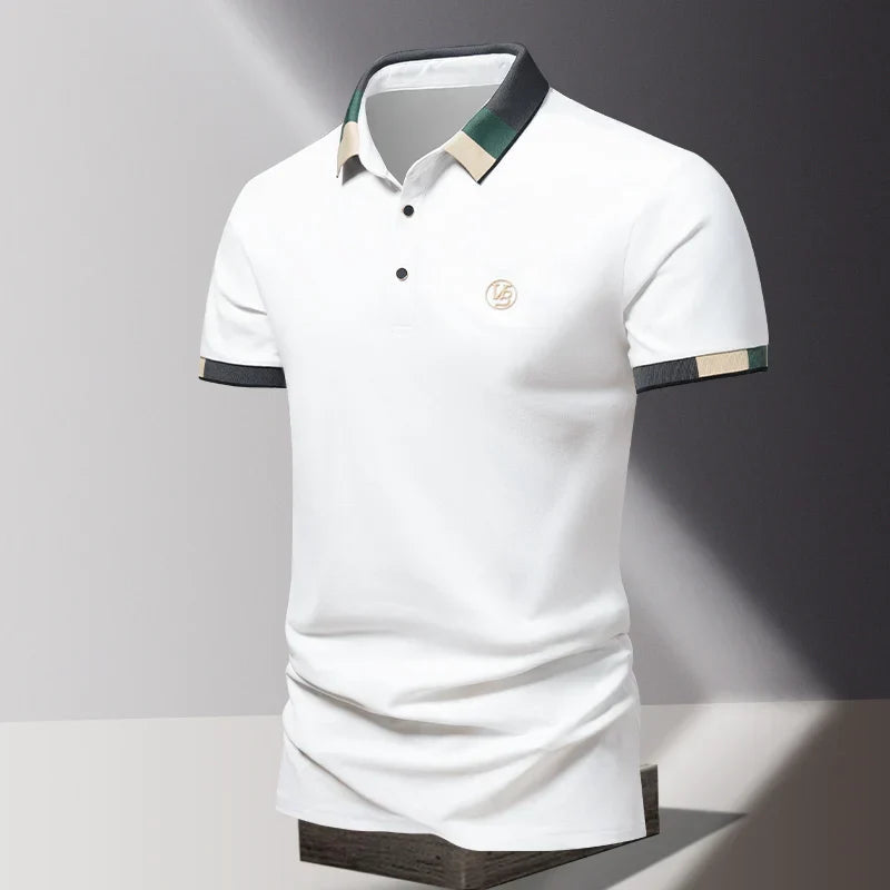 Men's Polo Shirts, Fitted Short Sleeves with Contrast Collar