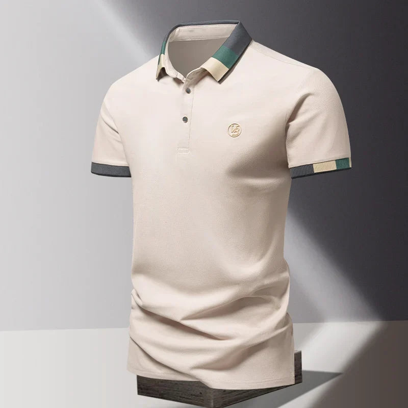 Men's Polo Shirts, Fitted Short Sleeves with Contrast Collar