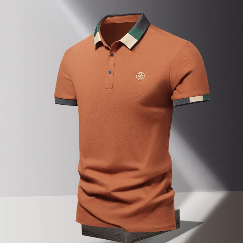 Men's Polo Shirts, Fitted Short Sleeves with Contrast Collar