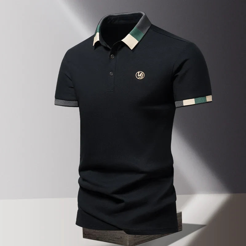 Men's Polo Shirts, Fitted Short Sleeves with Contrast Collar