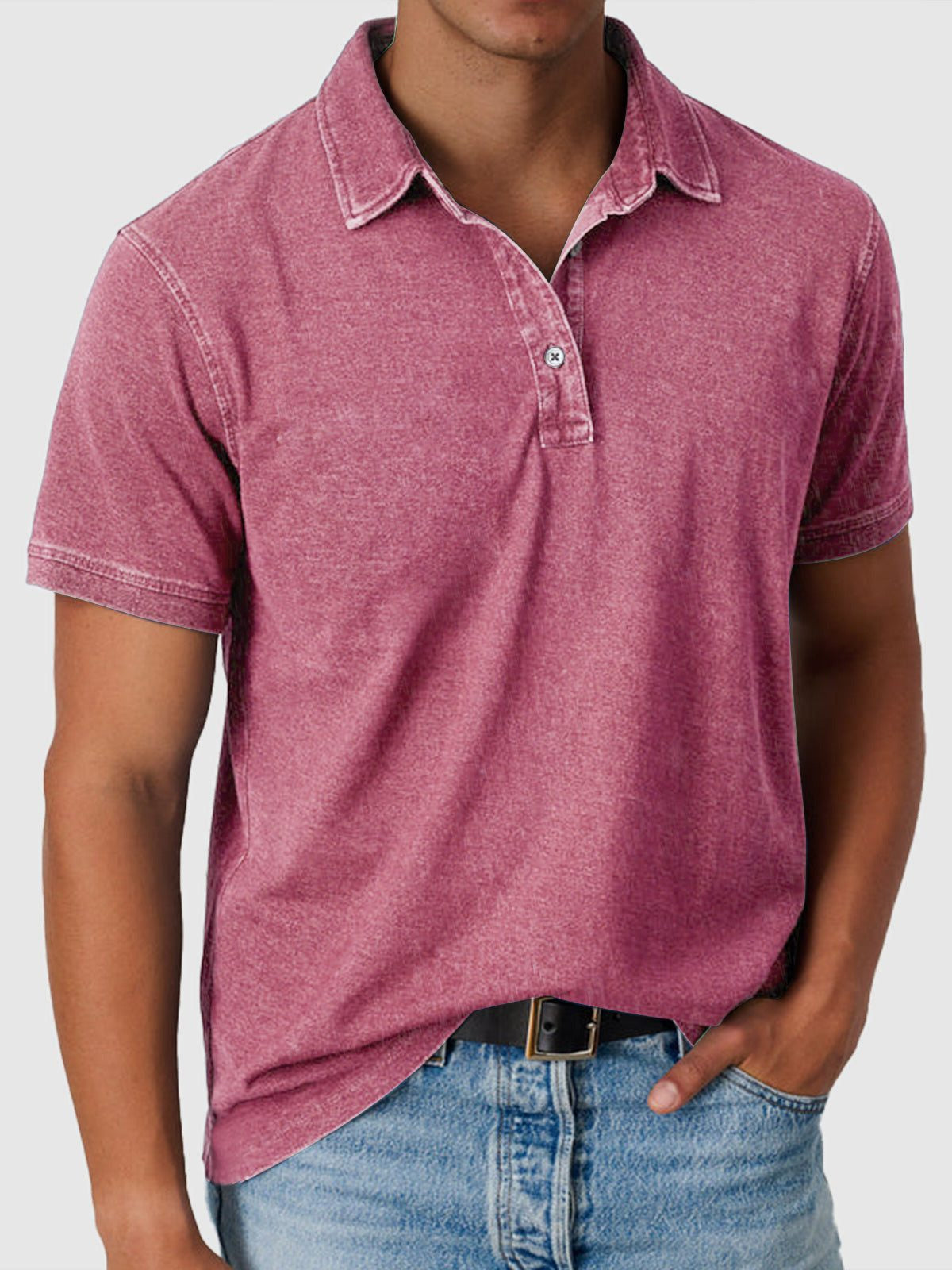 Men's Polo Shirts in Cotton Denim with Short Sleeves