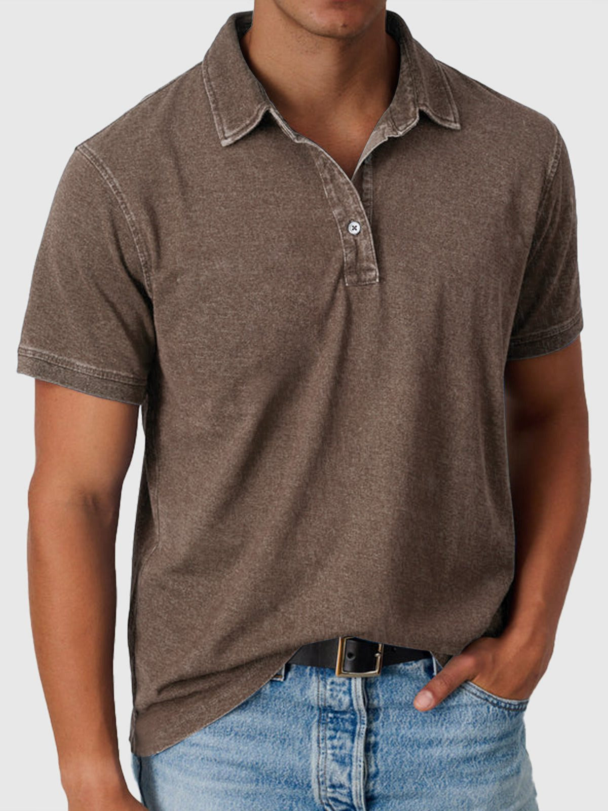 Men's Polo Shirts in Cotton Denim with Short Sleeves