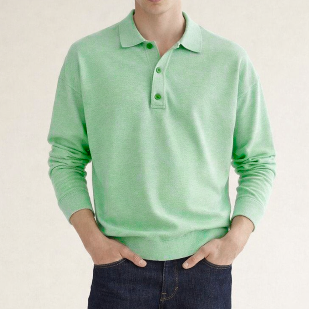 Men's Polo Shirts, Long Sleeve, Relaxed Fit, Smart Casual