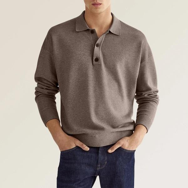Men's Polo Shirts, Long Sleeve, Relaxed Fit, Smart Casual