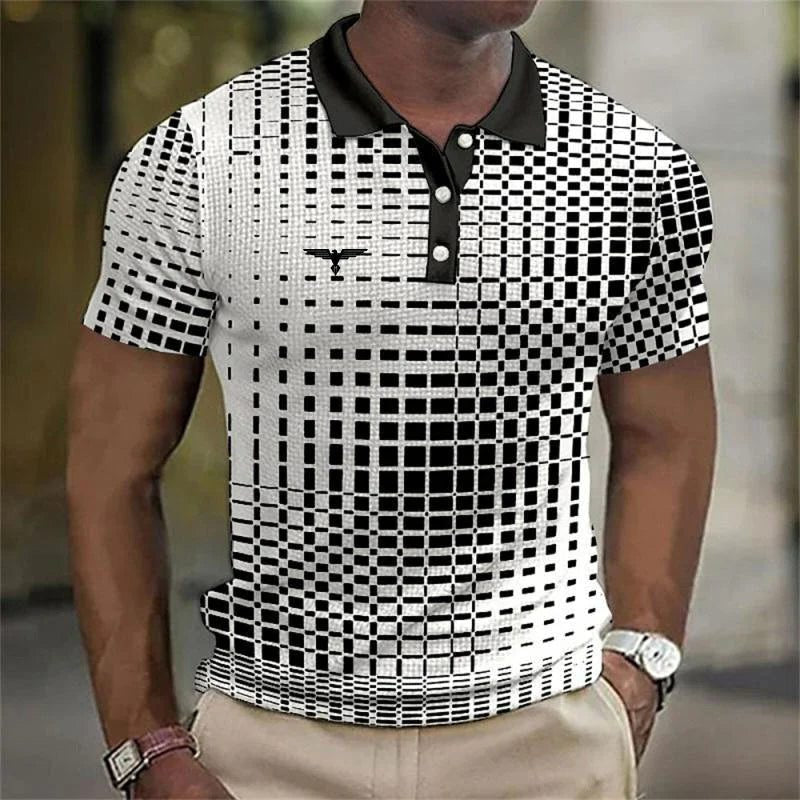 Men's Polo Shirts Regular Fit with Short Sleeves, Checkered
