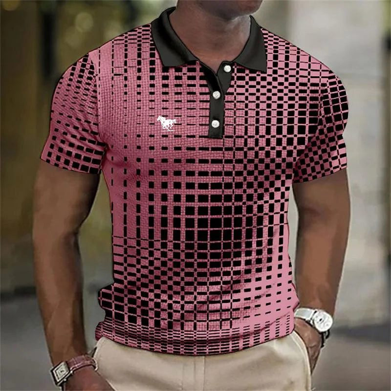Men's Polo Shirts Regular Fit with Short Sleeves, Checkered