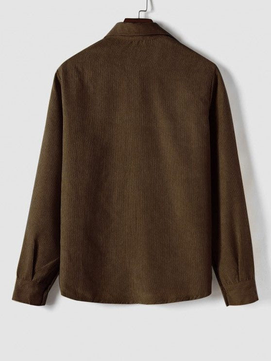 Men's Polo Shirts Ribbed Knit, Long Sleeves and Relaxed Fit