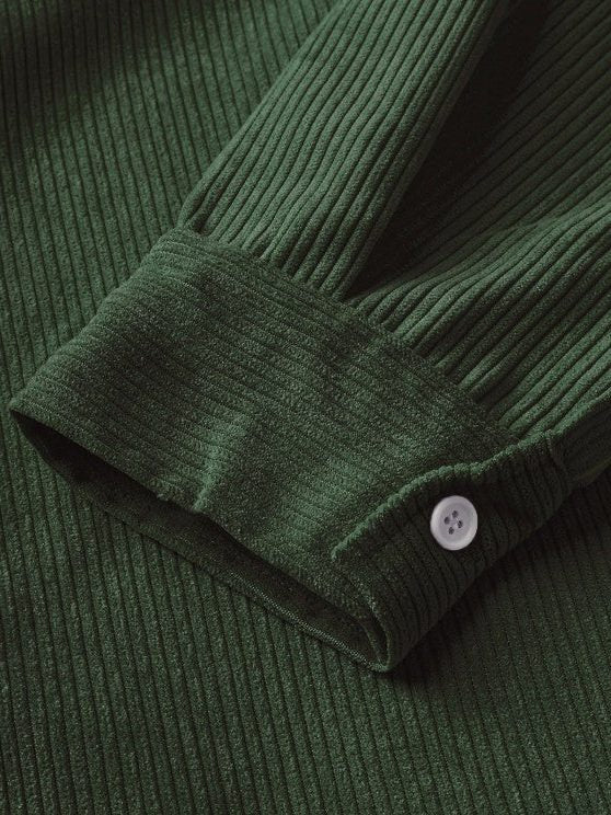 Men's Polo Shirts Ribbed Knit, Long Sleeves and Relaxed Fit