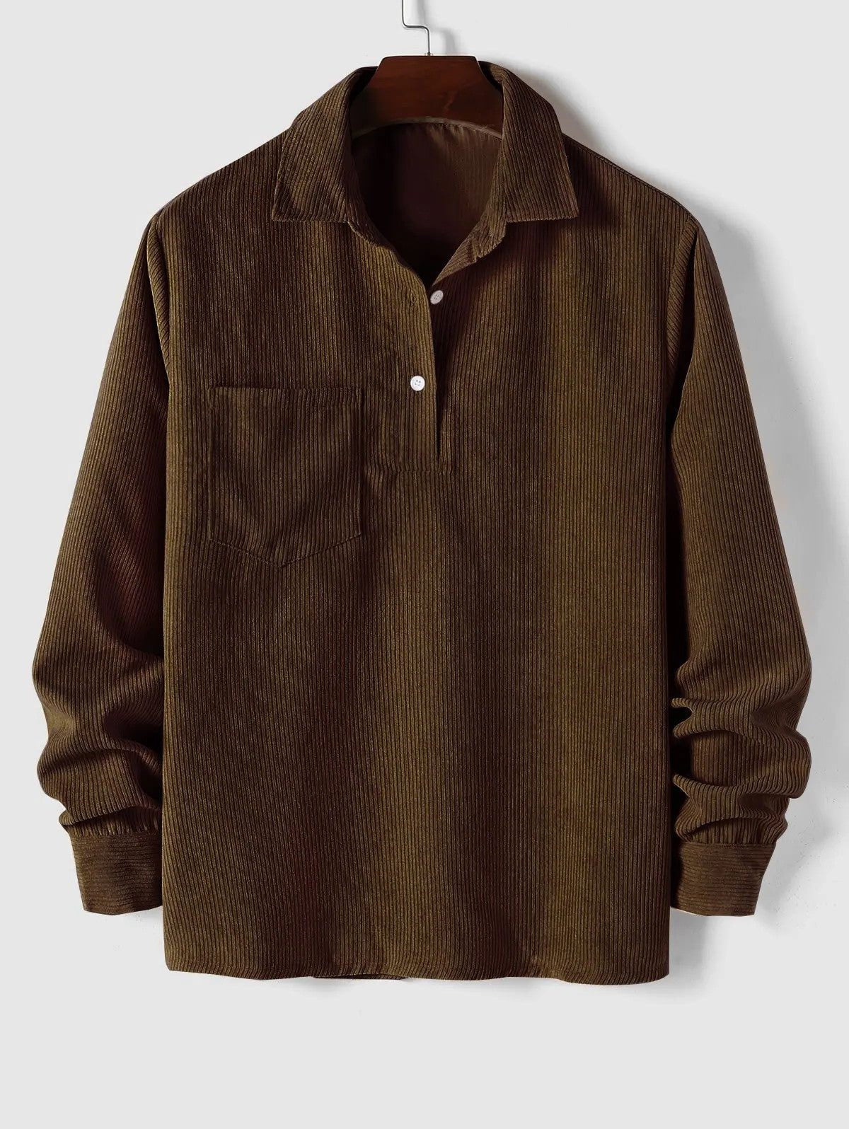 Men's Polo Shirts Ribbed Knit, Long Sleeves and Relaxed Fit