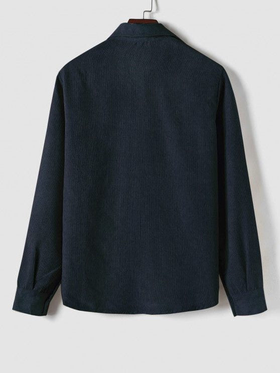 Men's Polo Shirts Ribbed Knit, Long Sleeves and Relaxed Fit