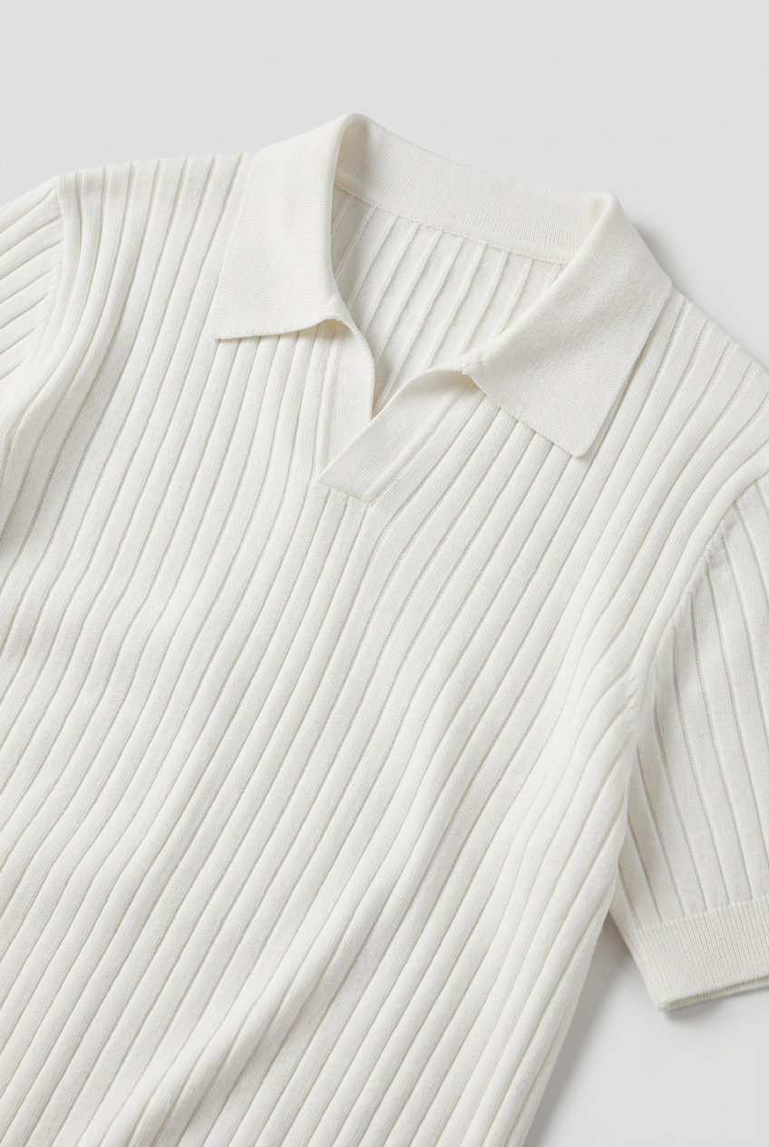 Men's Polo Shirts Ribbed Slim Fit with Short Sleeves
