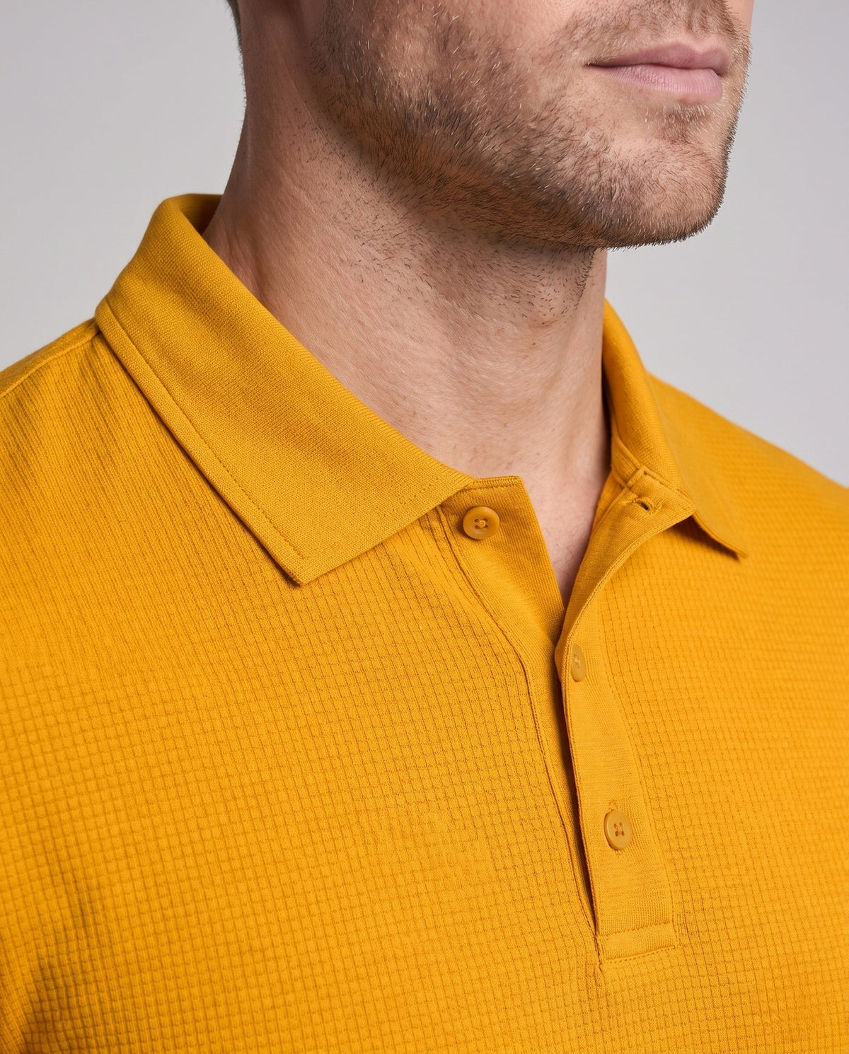 Men's Polo Shirts Textured Jersey, Long Sleeve Slim Fit