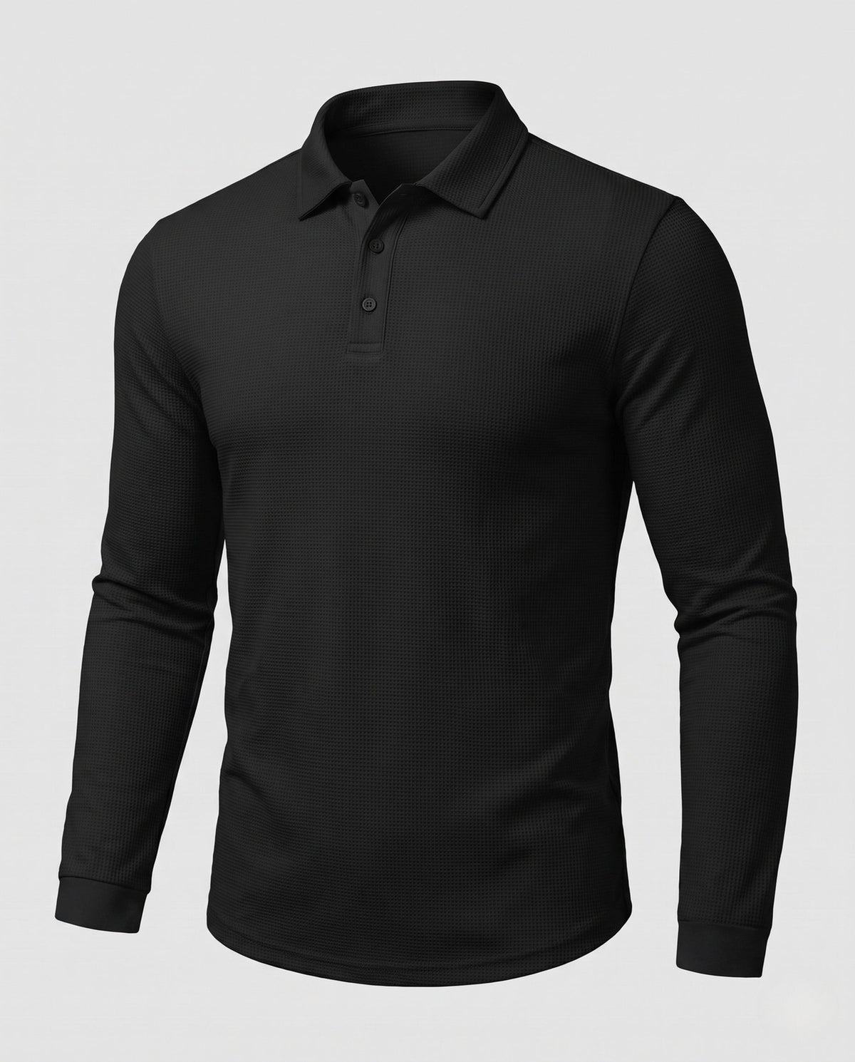 Men's Polo Shirts Textured Jersey, Long Sleeve Slim Fit