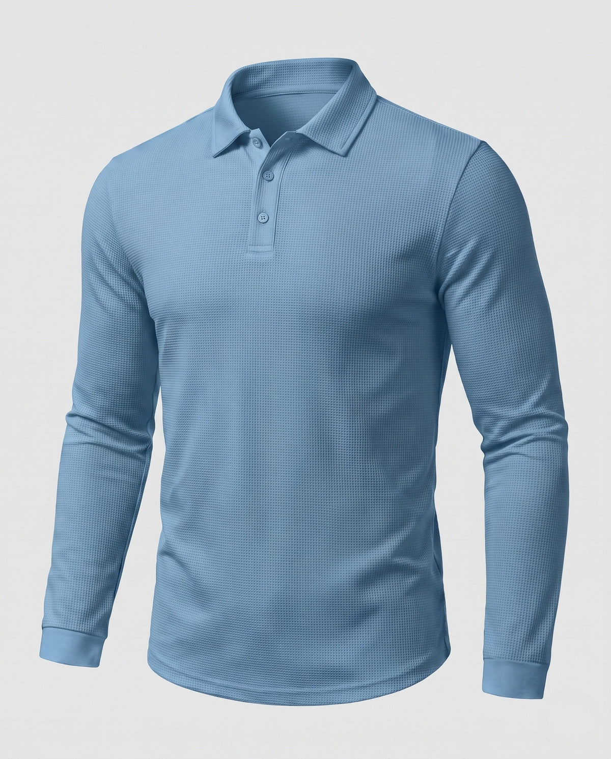 Men's Polo Shirts Textured Jersey, Long Sleeve Slim Fit
