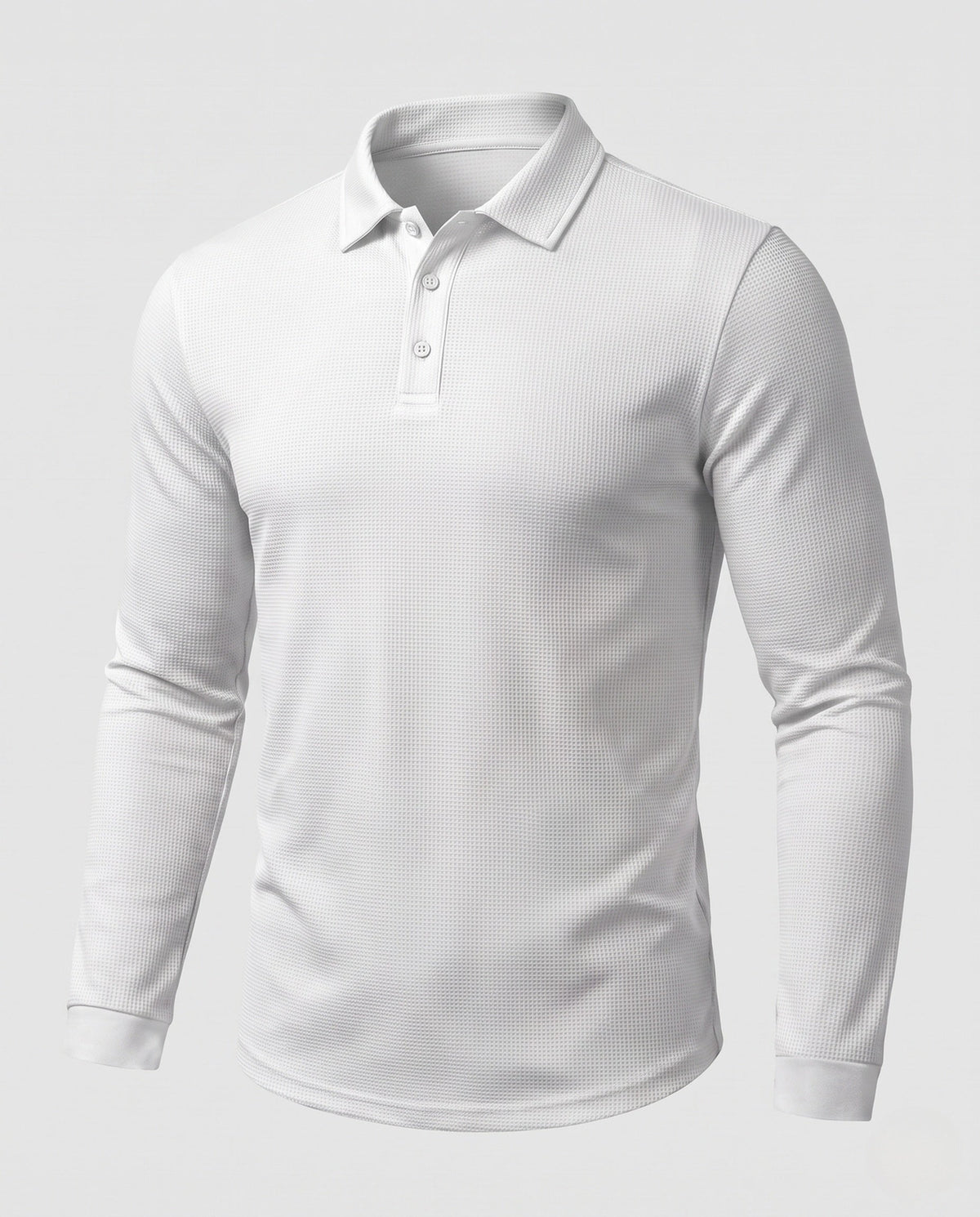 Men's Polo Shirts Textured Jersey, Long Sleeve Slim Fit