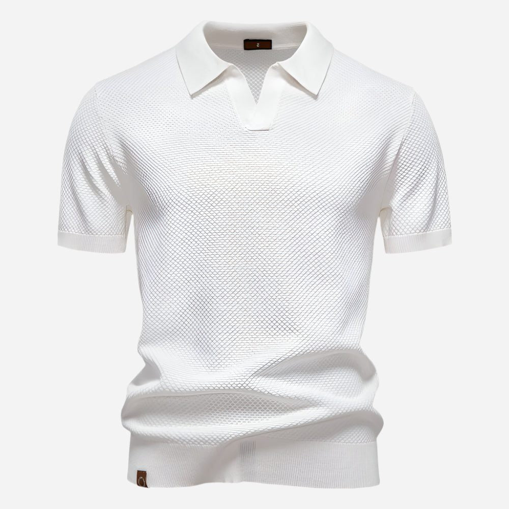 Men's Polo Shirts Textured Knit, Relaxed Fit, Short Sleeves