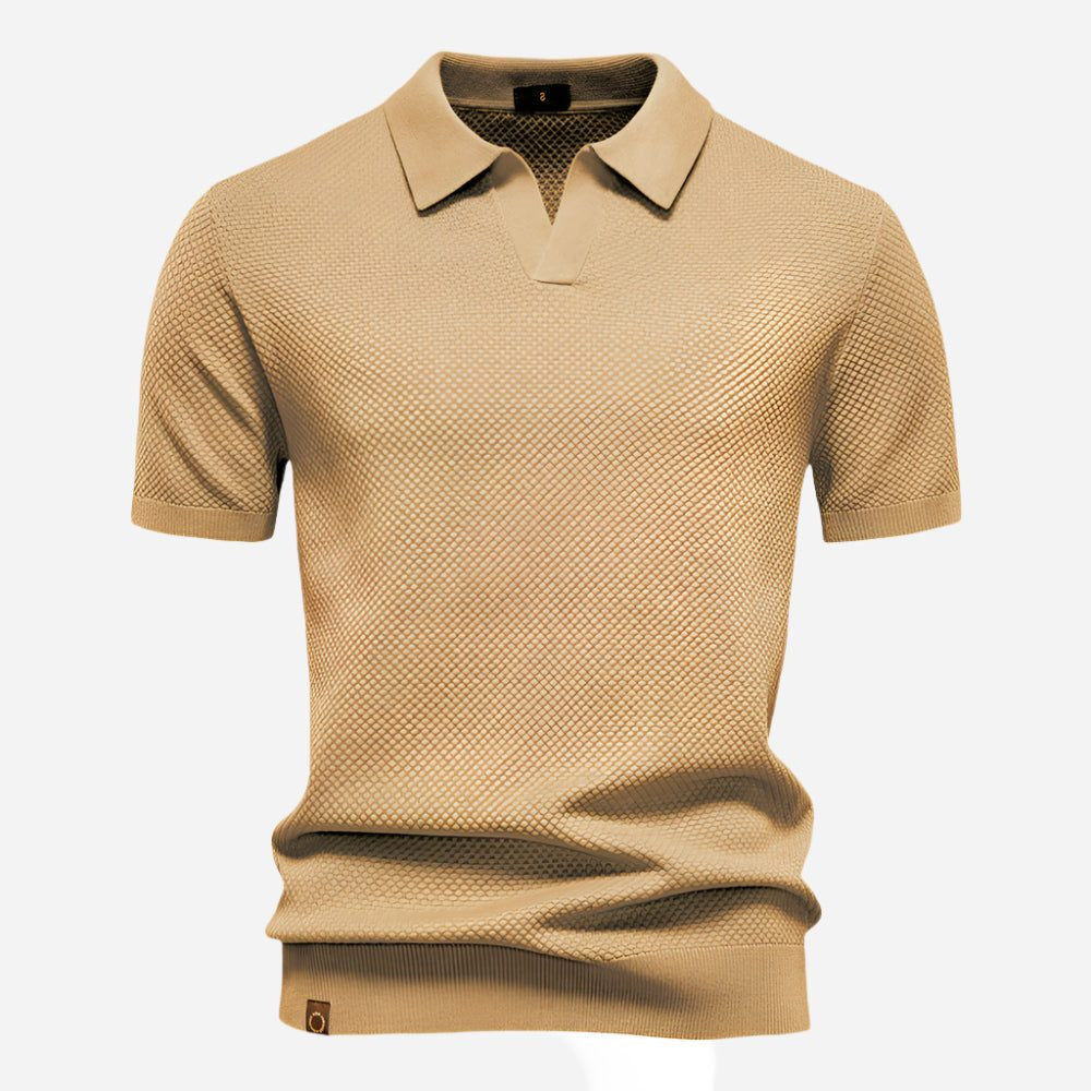 Men's Polo Shirts Textured Knit, Relaxed Fit, Short Sleeves
