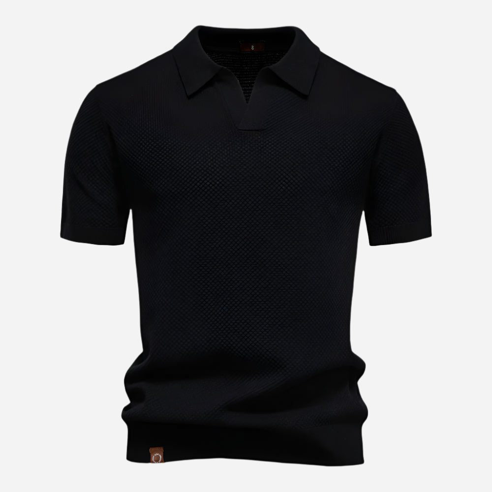 Men's Polo Shirts Textured Knit, Relaxed Fit, Short Sleeves