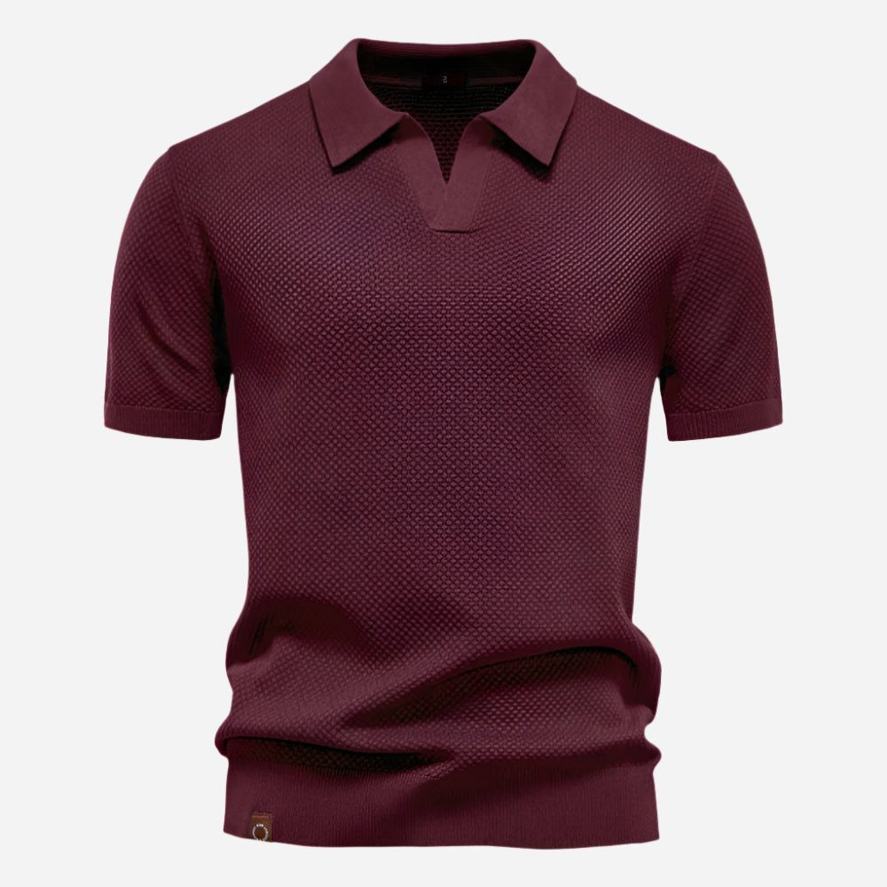 Men's Polo Shirts Textured Knit, Relaxed Fit, Short Sleeves