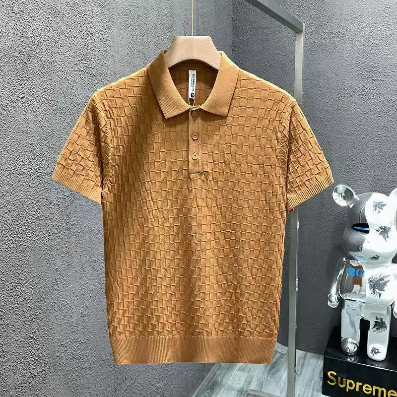 Men's Polo Shirts Textured Knit, Short Sleeves, Tailored Fit