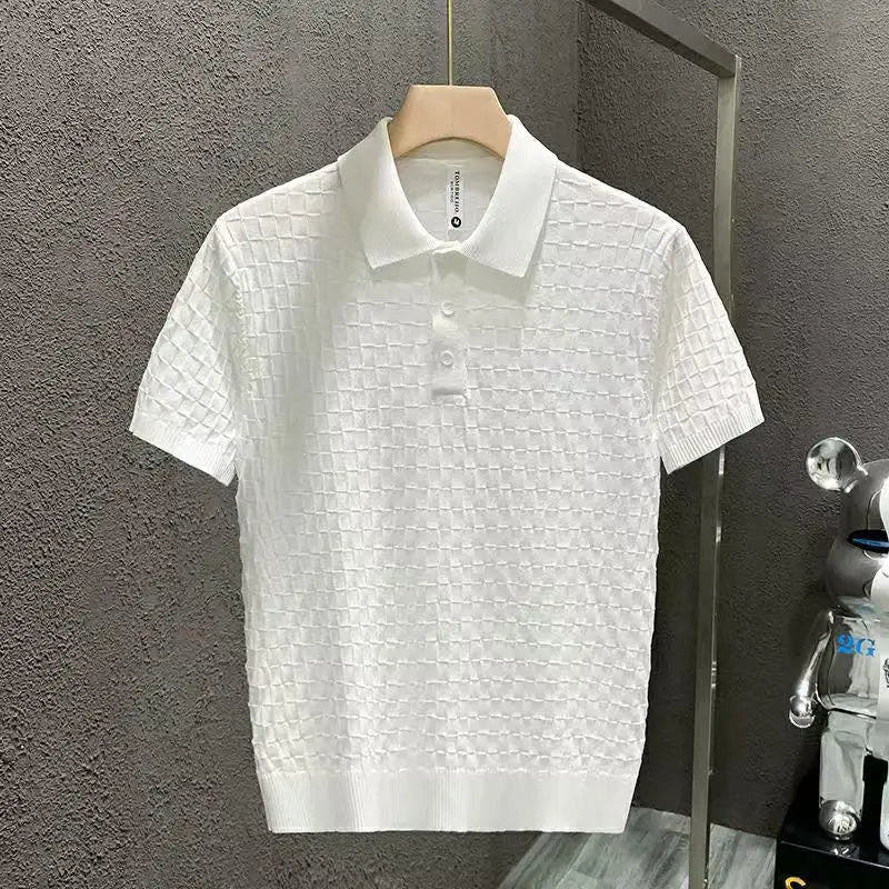 Men's Polo Shirts Textured Knit, Short Sleeves, Tailored Fit