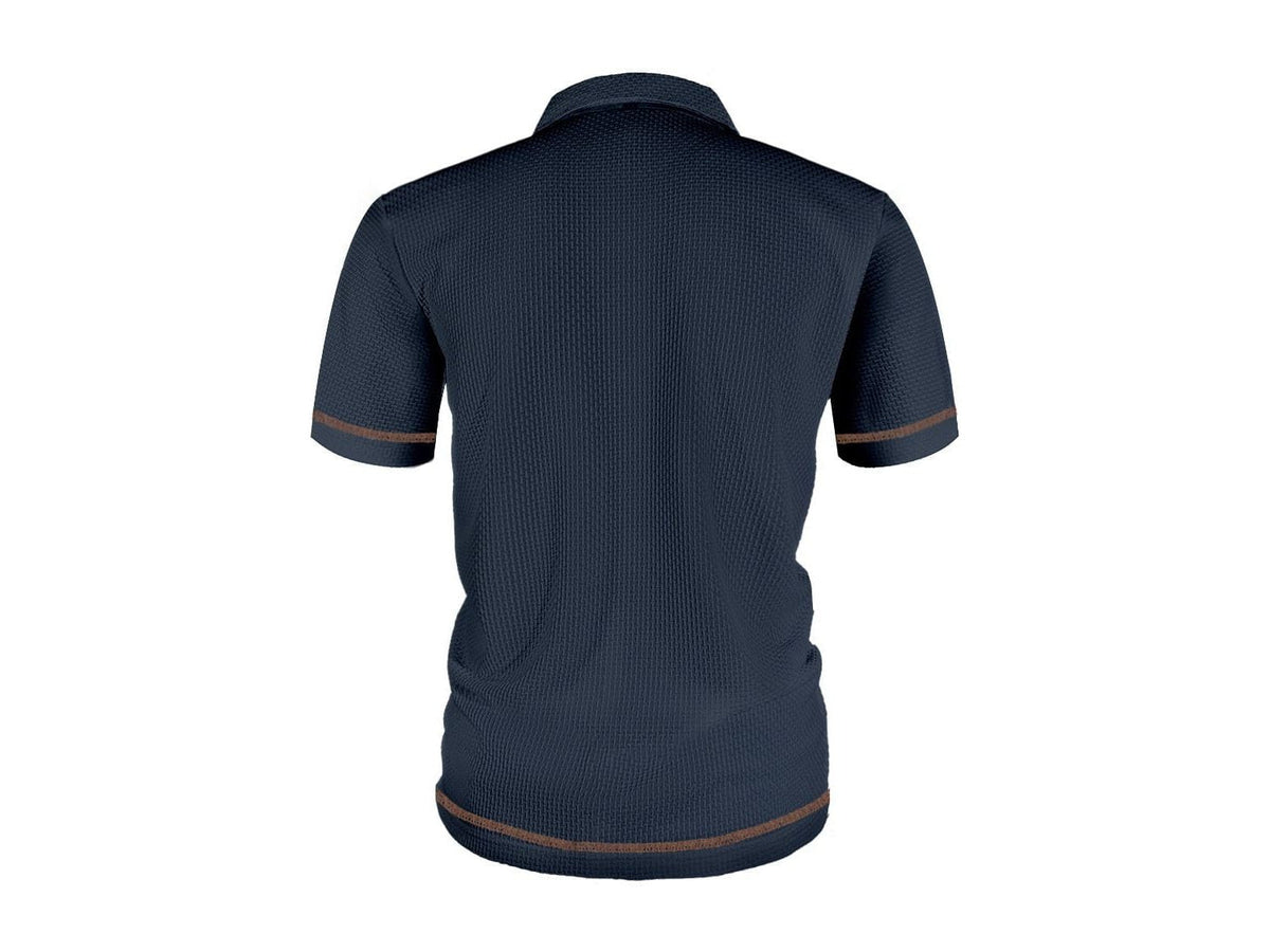 Men's Polo Shirts Textured Short Sleeve with Striped Trim