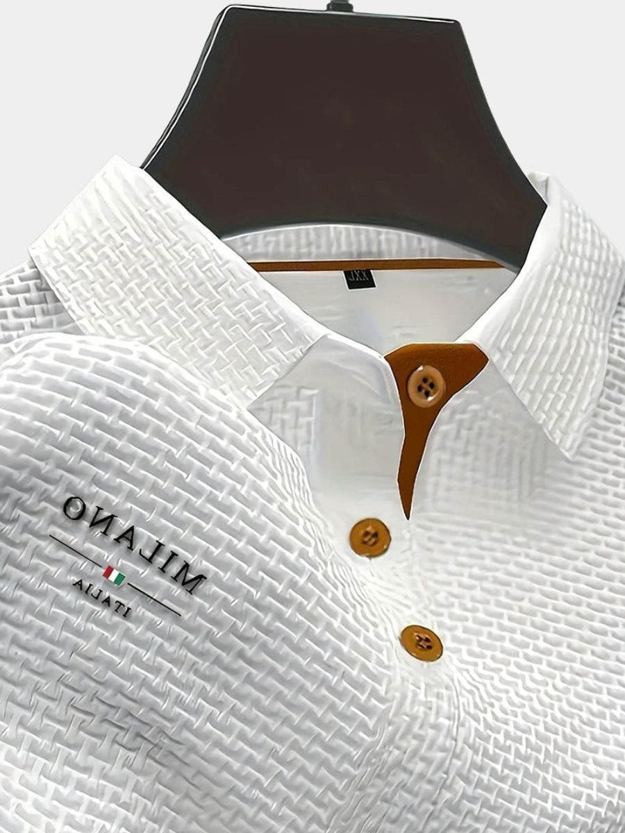 Men's Polo Shirts Textured Weave with Button Placket