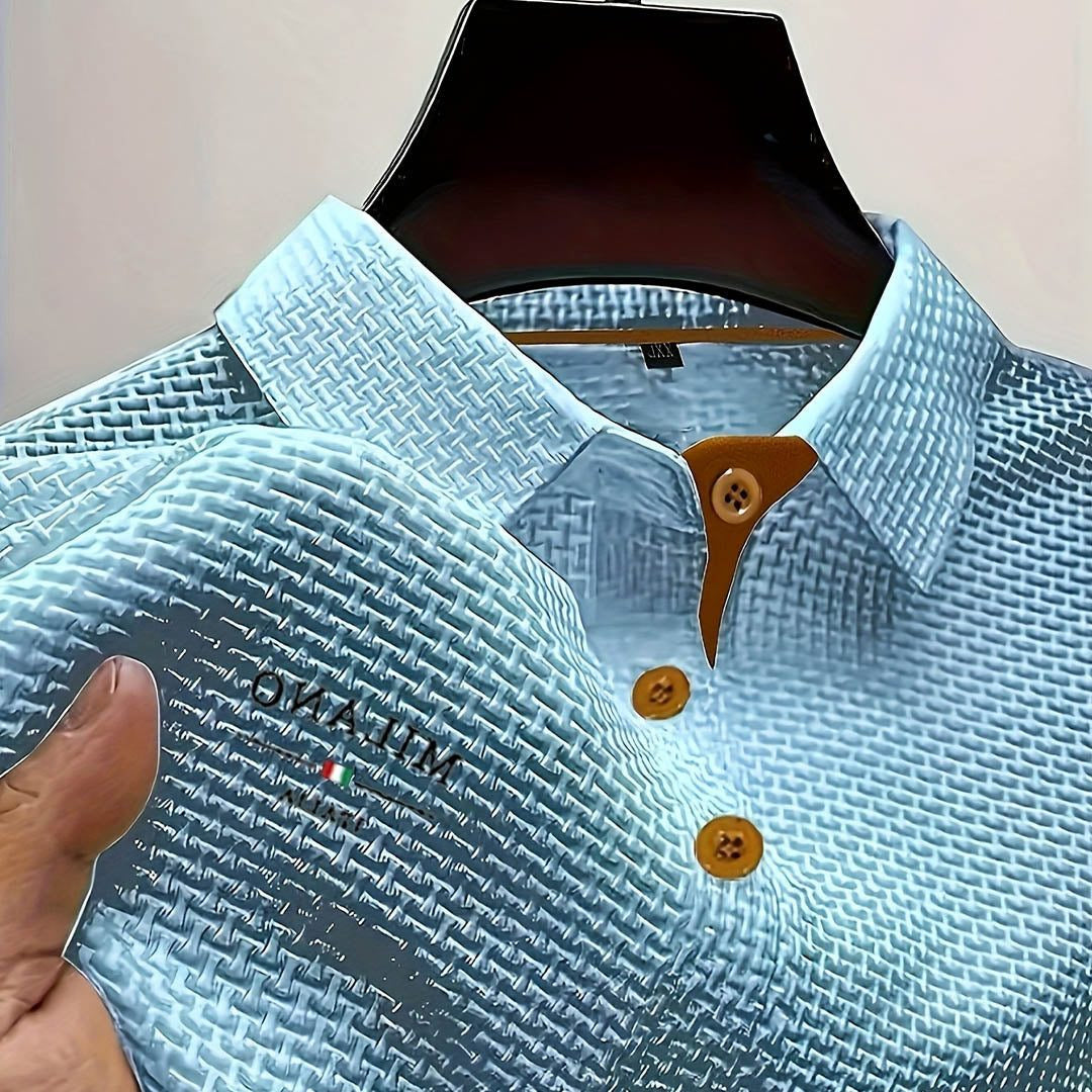 Men's Polo Shirts Textured Weave with Button Placket