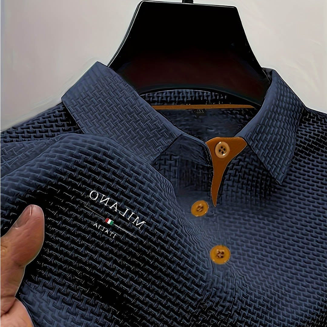 Men's Polo Shirts Textured Weave with Button Placket