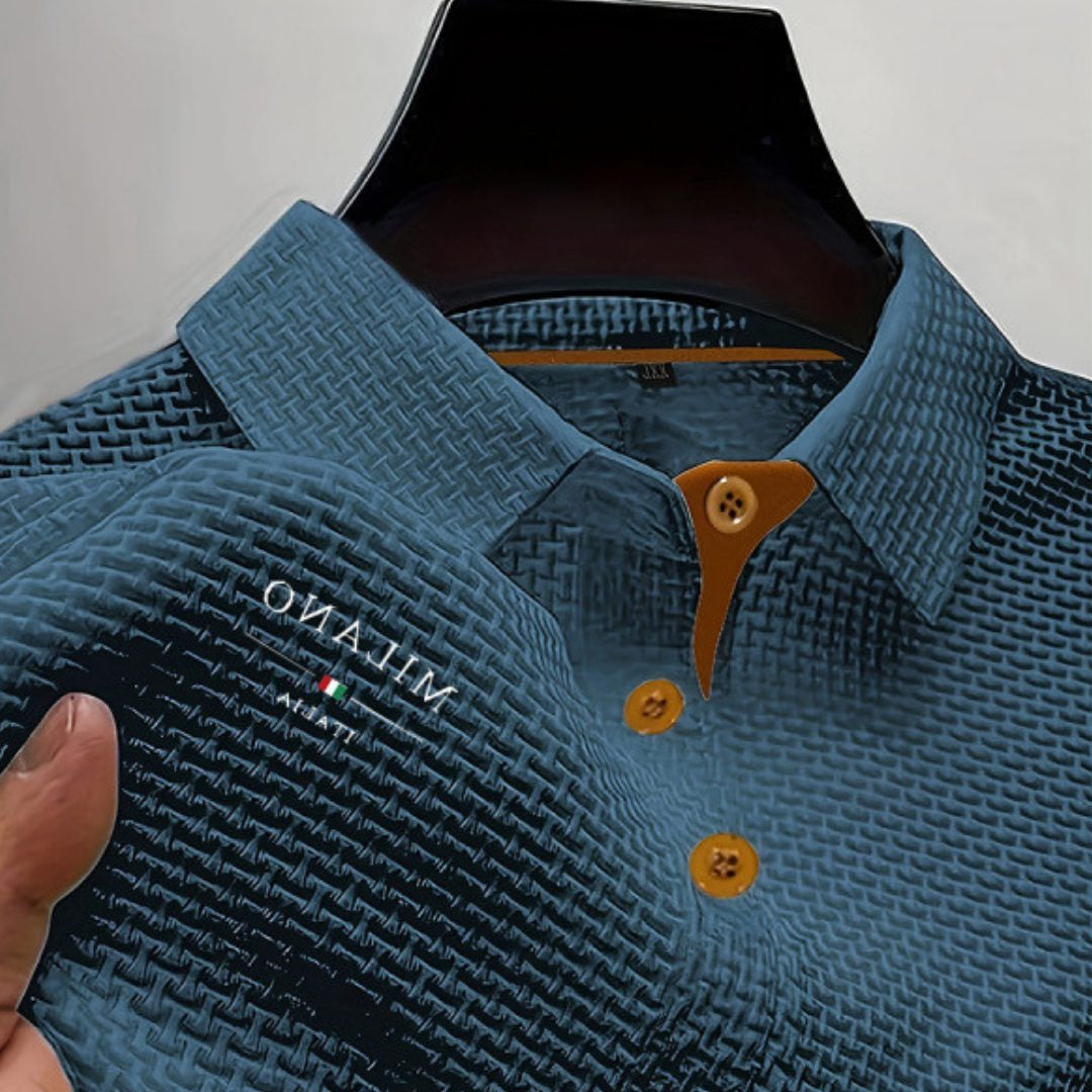 Men's Polo Shirts Textured Weave with Button Placket