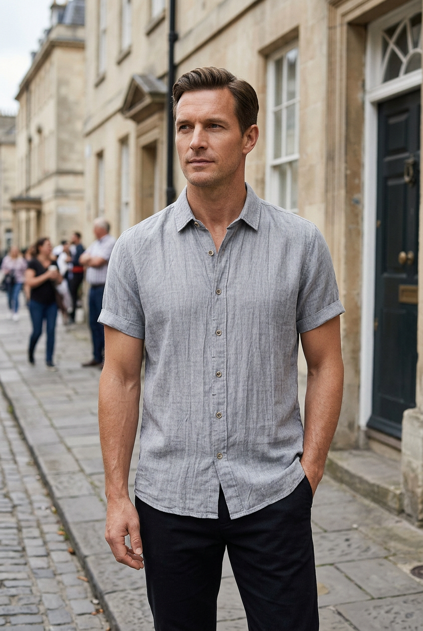 Men's Shirts Short Sleeve, Regular Fit with Button Front