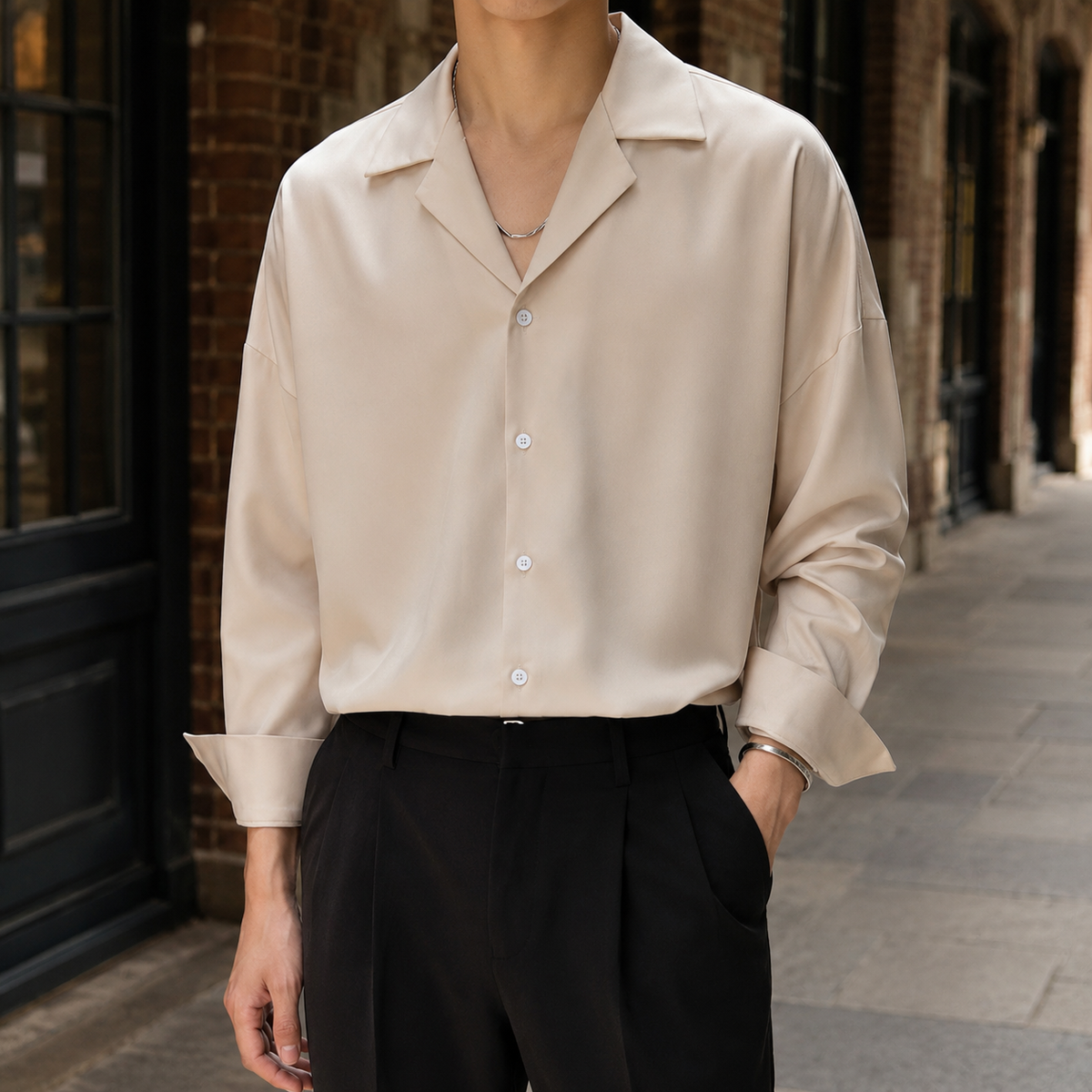 Men's Short Sleeve Shirts, Smooth Woven Blend and Cuban Collar